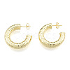 Brass C-shape Stud Earrings EJEW-N011-109-4
