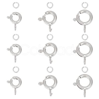 GOMAKERER 925 Sterling Silver Spring Ring Clasps with Open Jump Rings STER-GO0001-04S-1