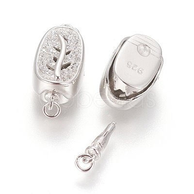 Anti-Tarnish Rhodium Plated 925 Sterling Silver Box Clasps STER-L059-05P-1