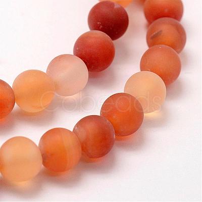 Frosted Natural Red Agate Beads Strands G-F372-8mm-1