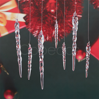 WADORN 45Pcs Christmas Plastic Icicle Drop Pendant Decorations DIY-WR0003-04-1