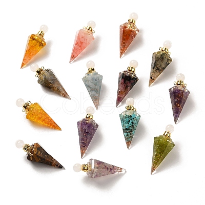 Natural & Synthetic Mixed Gemstone Perfume Bottle Pendants G-H285-01G-1