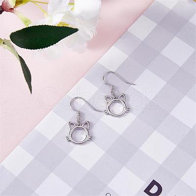 Anti-Tarnish Women Cat Stud Earrings Simple Dangle Earrings Cute Animal Kitten Cat Face Earrings Rhodium Plated Sterling Silver Earrings Stud Jewelry Gift for Lovers Women Birthday Christmas JE1073A-1