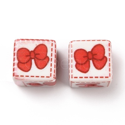 Opaque Printed Acrylic Beads MACR-C007-01A-1