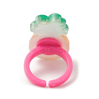 3D Fruit Resin Open Cuff Rings for Kids RJEW-JR00576-1