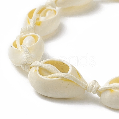 Narural Cowrie Shell Braided Bead Anklet for Women AJEW-AN00527-01-1