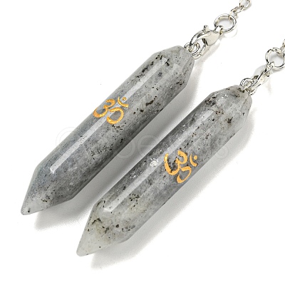 Bullet Natural Labradorite Pointed Dowsing Pendulums AJEW-B106-01AS-01-1