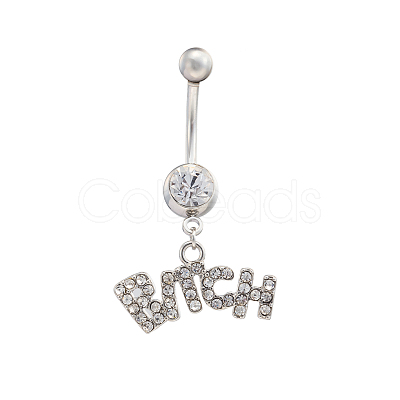 Platinum Plated Piercing Jewelry Brass Cubic Zirconia Navel Ring Navel Ring Belly Rings AJEW-EE0001-07-1