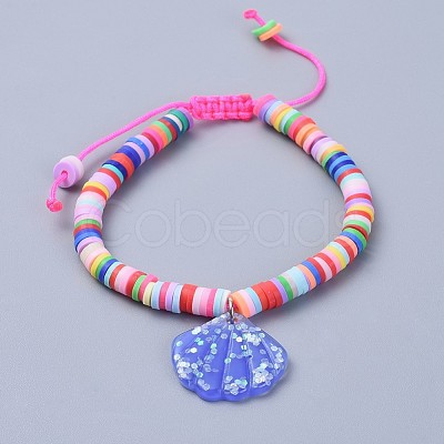 Handmade Polymer Clay Heishi Beads Kids Braided Bracelets BJEW-JB04319-M-1