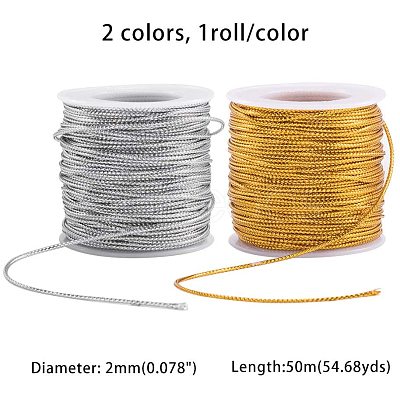 Jewelry Braided Thread Metallic Cords MCOR-PH0001-01-1