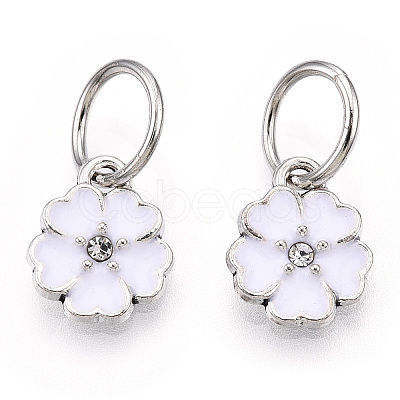 Enamel Style Flower Alloy Rhinestone Charms X-ENAM-S085-08-1