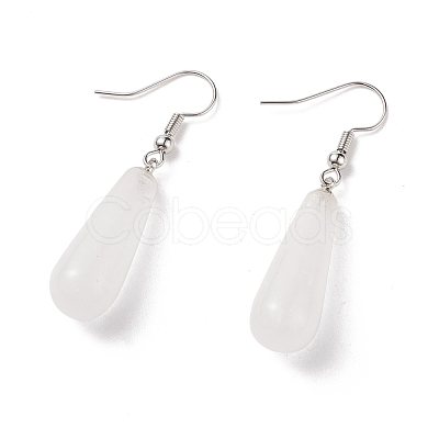 Teardrop Platinum Tone Brass Natural Crystal Dangle Earrings EJEW-M058-11-1