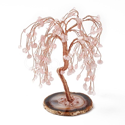 Natural Rose Quartz Tree Display Decoration DJEW-G027-20RG-06-1