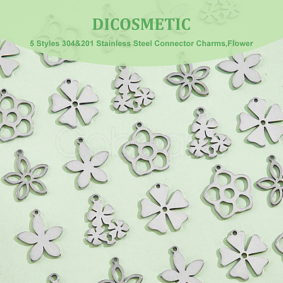 DICOSMETIC 100Pcs 5 Style 304 & 201 Stainless Steel Pendants STAS-DC0012-76-1