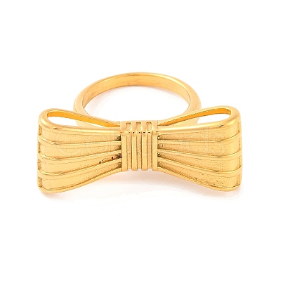 Ion Plating(IP) 304 Stainless Steel Bowknot Finger Rings for Women RJEW-S414-62B-G-1