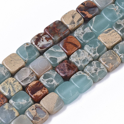 Natural Aqua Terra Jasper Beads Strands G-S366-017-1