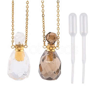 Natural Gemstone Perfume Bottle Pendant Necklaces NJEW-F251-11G-1