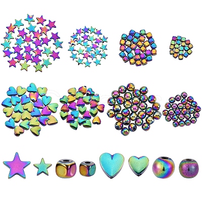 240Pcs 8 Style Electroplate Non-magnetic Synthetic Hematite Beads G-SZ0001-63-1