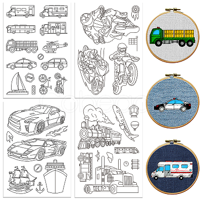 4 Sheets 11.6x8.2 Inch Stick and Stitch Embroidery Patterns DIY-WH0455-198-1