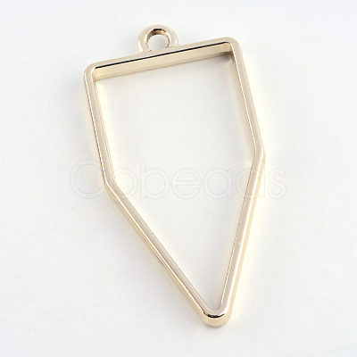 Rack Plating Alloy Polygon Open Back Bezel Pendants PALLOY-S047-10E-FF-1