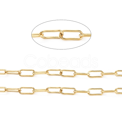 PVD Vacuum Plating 304 Stainless Steel Paperclip Chains CHS-D027-02G-1