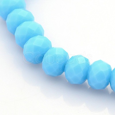 Faceted Opaque Solid Color Crystal Glass Rondelle Beads Stretch Bracelets BJEW-F072-06-1