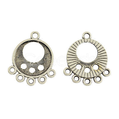 Tibetan Style Alloy Flat Round Chandelier Component Links TIBE-1691-AS-LF-1