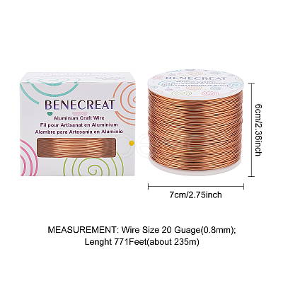 BENECREAT Matte Round Aluminum Wire AW-BC0003-30F-0.8mm-1