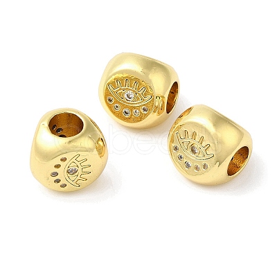 Rack Plating Brass Micro Pave Cubic Zirconia European Beads KK-F854-02G-01-1