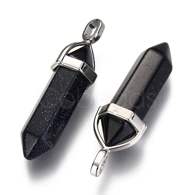 Bullet Synthetic Blue Goldstone Pointed Pendants X-G-F295-03H-1