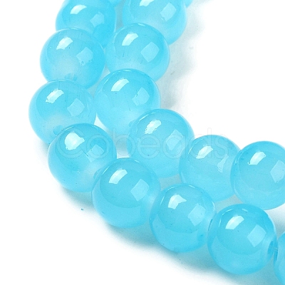 Baking Painted Imitation Jade Glass Round Bead Strands X-DGLA-Q021-8mm-06-1