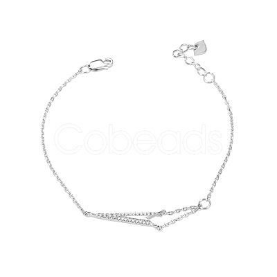 TINYSAND Fashion 925 Sterling Silver Cubic Zirconia Cupid/Cherub's Arrow Bracelet TS-B304-S-1