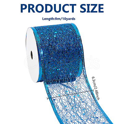 Glitter Polyester Satin Ribbon AJEW-WH0472-28A-1