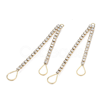 Brass Pave Crystal Rhinestone Chain with Teardrop Big Pendants KK-N216-425-03LG-1