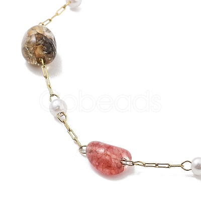 Colorful Glass Nuggets Link Chain Necklaces NJEW-H041-03G-1