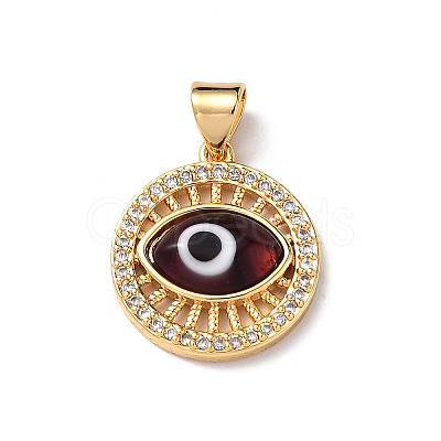 Lampwork Evil Eye Pendants with Clear Cubic Zirconia ZIRC-L102-11G-1