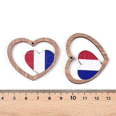 French Theme Printed Wood Pendants WOOD-N016-12-1