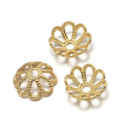 Multi-Petal Brass Fancy Bead Caps KK-E711-045G-NR-1