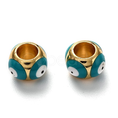 Brass European Enamel Beads KK-B028-25G-1