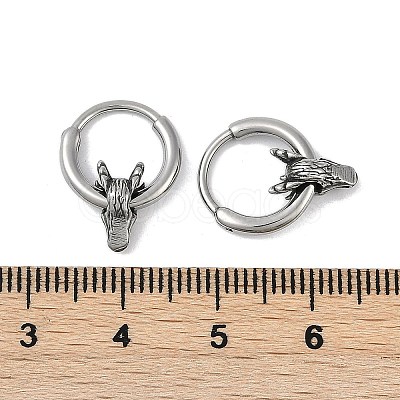 Dragon Head 316 Surgical Stainless Steel Hoop Earrings EJEW-G416-22AS-1