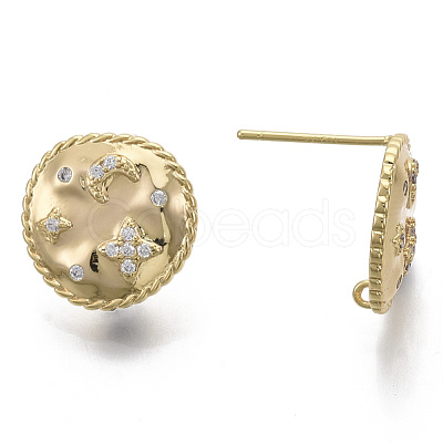 Brass Stud Earring Findings KK-R130-041-NF-1