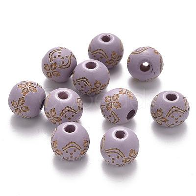 Painted Natural Wood Beads X-WOOD-N006-03A-12-1