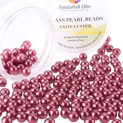 Pearlized Glass Pearl Round Beads HY-PH0001-8mm-038-1