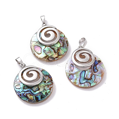 Natural Paua Shell Pendants KK-F751-C03-01-1