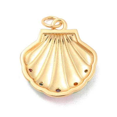 Eco-Friendly Brass Micro Pave Cubic Zirconia with Enamel Pendants KK-K268-25G-1