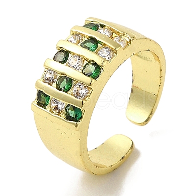 Rack Plating Brass Micro Pave Cubic Zirconia Cuff Rings RJEW-H228-13G-03-1