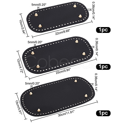 PandaHall Elite 3Pcs 3 Style Oval PU Leather Knitting Crochet Bags Nail Bottom Shaper Pad DIY-PH0009-84-1