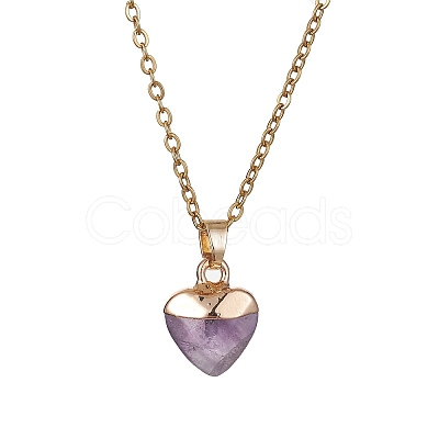 Heart Natural Mixed Gemstone Pendant Necklace NJEW-JN04486-1