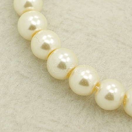 10MM Creamy White Round Pearlized Glass Pearl Beads Strands for Noble Necklace Jewelry Making X-HY-10D-B02-1