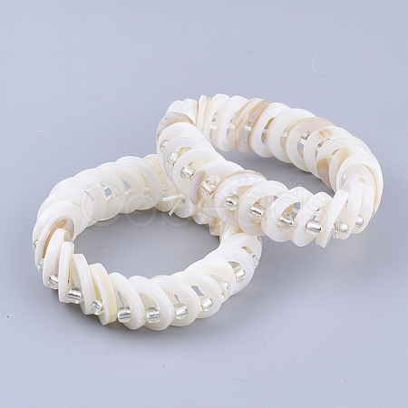 Freshwater Shell Beads Stretch Bracelets BJEW-S121-02B-02-1